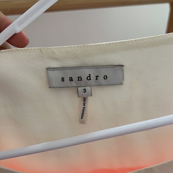 Sandro Striped Silk Tshirt Blouse | designer size 3 | blue, coral + cream stripe - Picture 3 of 7